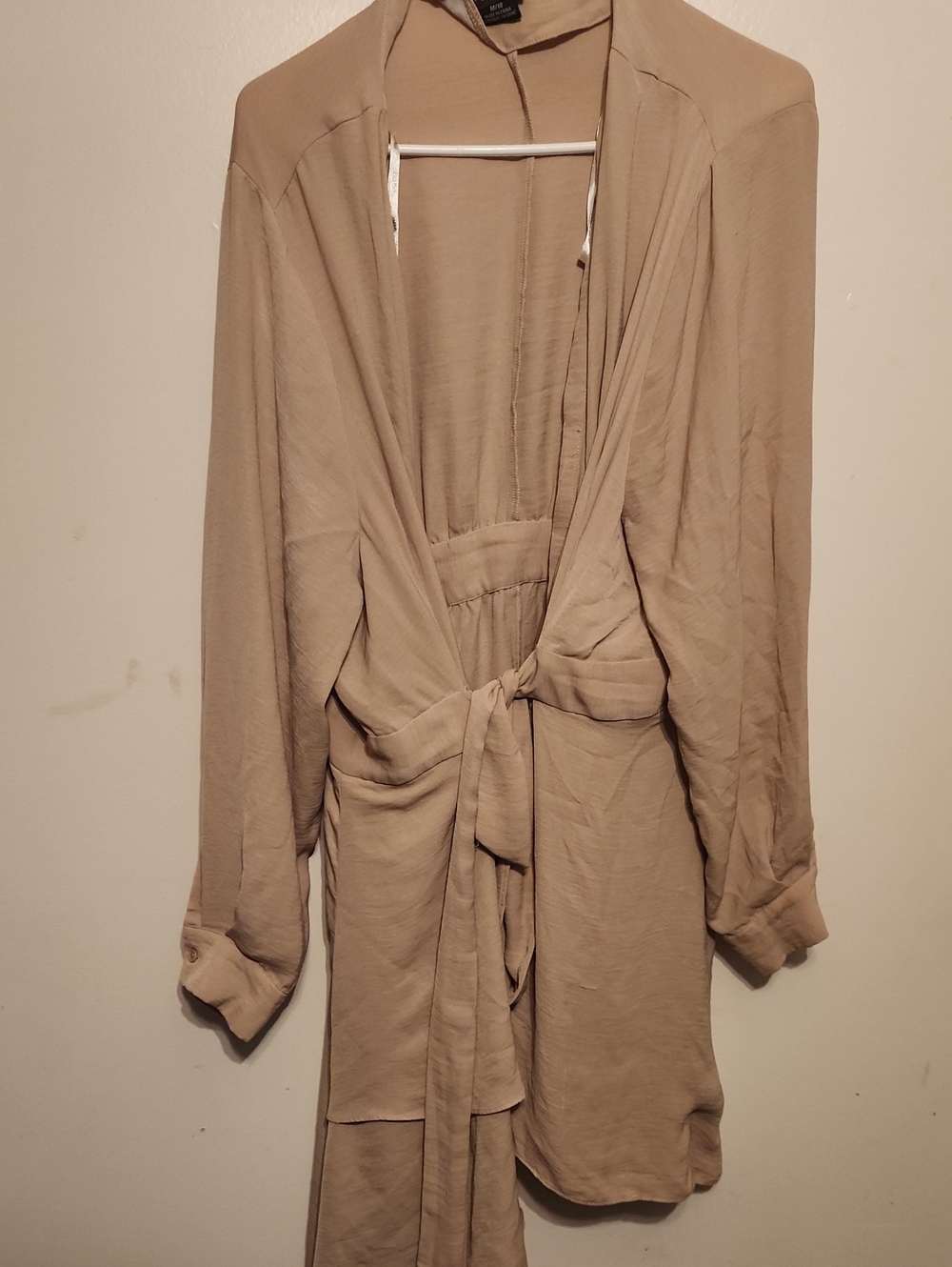 Women's Taupe Tie-Front Blazer Jacket